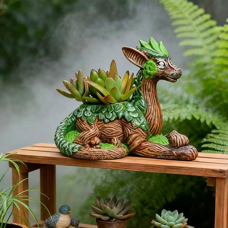 Snake Plant Ceramic - กระถางต้นไม้รูปมังกรสร้างสรรค์ แจกันปลูกไม้อวบน้ำ ของตกแต่งสวน ทำจากเรซิ่น เหมาะสำหรับคนรักธรรมชาติ ของขวัญที่สมบูรณ์แบบสำหรับเพื่อนและครอบครัว