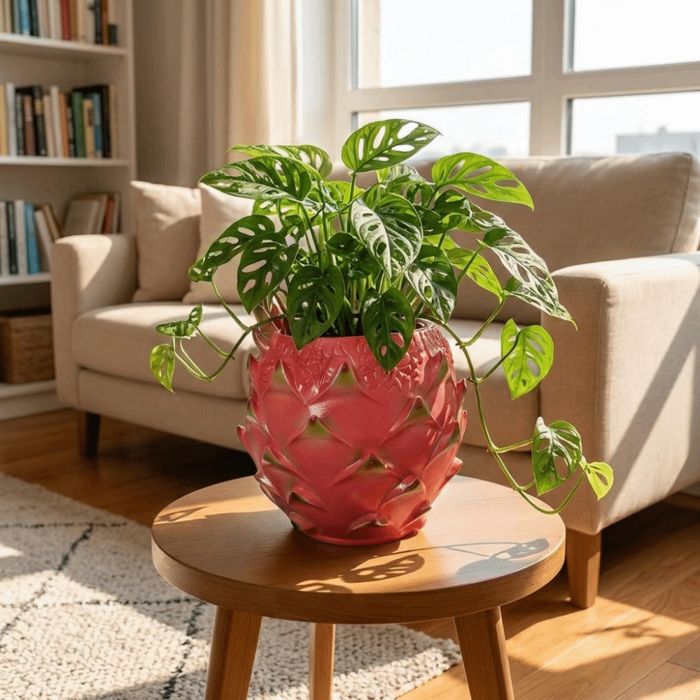 Snake Plant Ceramic - กระถางเรซิ่นรูปผลไม้ ดีไซน์สร้างสรรค์ ทำมือ รูปทรงผลพิตายา กระถางดอกไม้ กล่องเก็บของตกแต่งโต๊ะทำงาน
