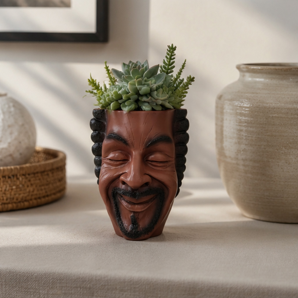 Snake Plant Ceramic - กระถางต้นไม้รูปหน้าคนสวยงาม ทำจากเรซิ่น กระถางดอกไม้ดีไซน์แปลกตา กระถางไม้อวบน้ำรูปหน้าคน ของตกแต่งบ้านสไตล์โมเดิร์น ของตกแต่งสวน
