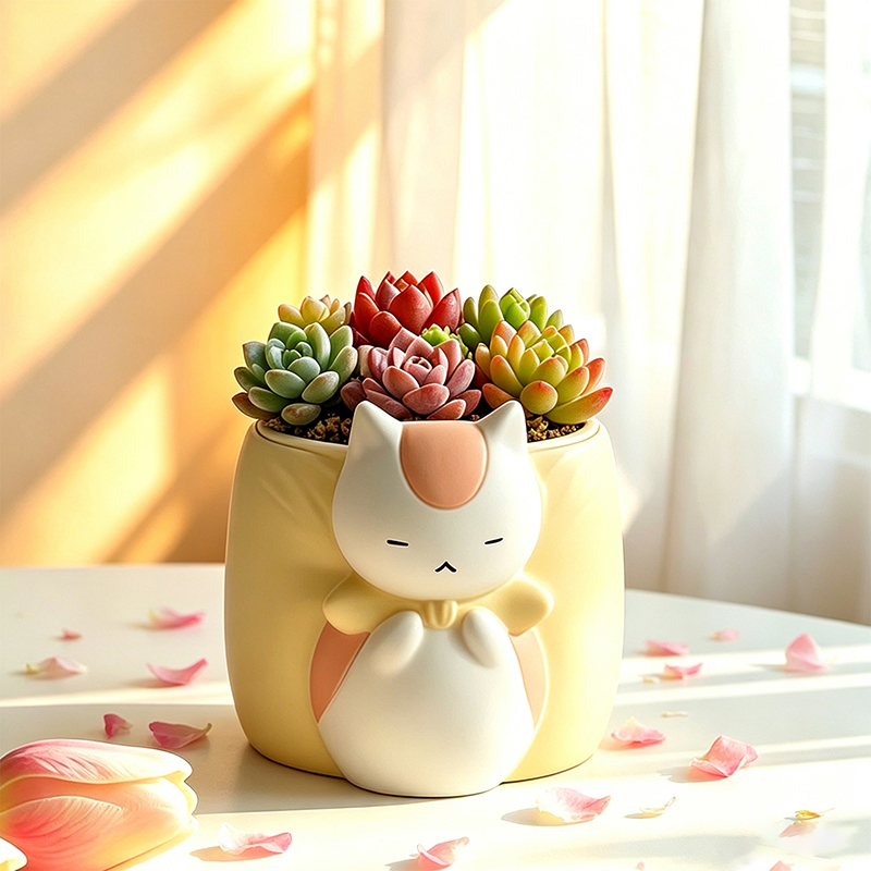 Snake Plant Ceramic - กระถางเรซิ่นรูปแมวนอนหลับอ้วนๆ น่ารัก สำหรับปลูกต้นไม้ขนาดเล็ก ตกแต่งบ้าน ระเบียง หน้าต่าง